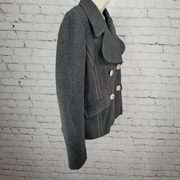 Ett:Twa Anthropologie Grey Double Breasted Buttoned Stretch Lined Jacket 8 - Picture 14 of 15